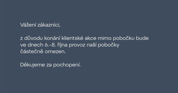 Omezený provoz pobočky 6.–8. října